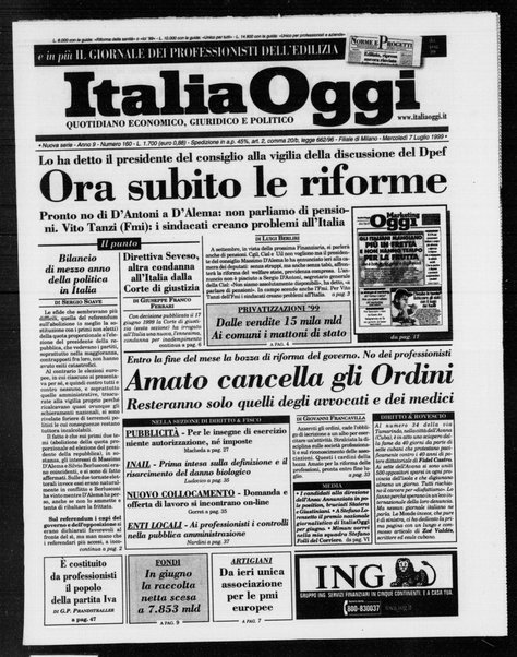 Italia oggi : quotidiano di economia finanza e politica